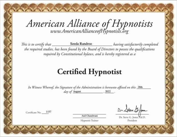 Certified Hypnotist Seeda Randroo